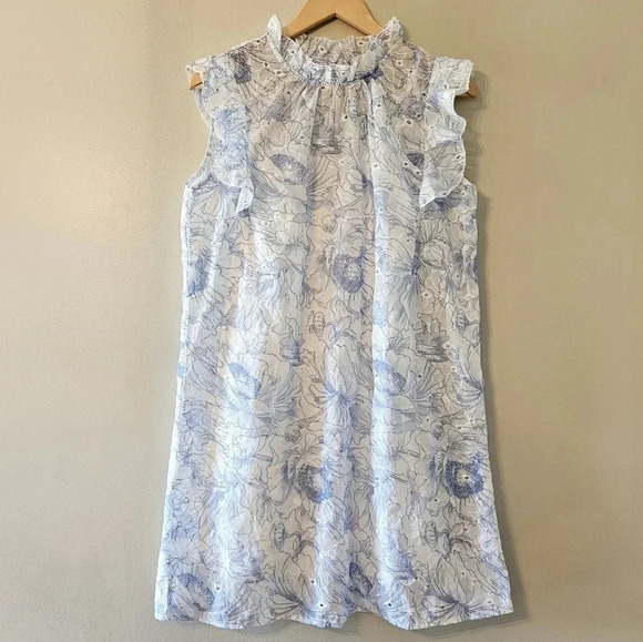 Joie Women's Eyelet Ruffle Floral Print Sundress Feminine Mini Dress Size M. - Picture 16 of 16